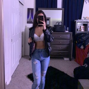 Faux leather jacket with Leopard print